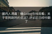 圈内人透露｜糖心vlog在线观看；关于官网跳转的说法？评论区已经吵翻了