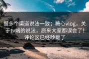 据多个渠道说法一致；糖心vlog，关于tv端的说法，原来大家都误会了！评论区已经吵翻了